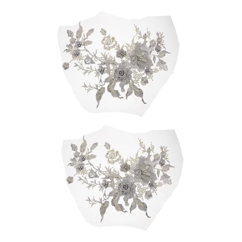 Uonlytech 2 Stück Blumen Patches für Diy Bekleidung Hochwertige Applikationen Tüll mit Strass und Perlen für Kinderkleider pro Verschönerung von Kleidung und Accessoires von Uonlytech
