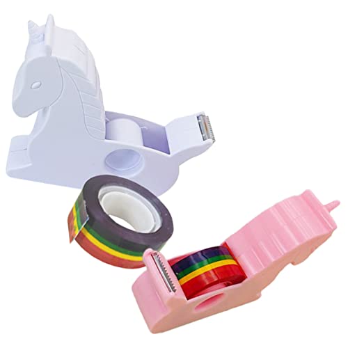 Uonlytech 2 Stück Cartoon Klebeband Cutter Tisch Dispenser Praktischer Klebeband Halter für Schule Büro und Zuhause Süßes Design für Einfachen und Schnellen Gebrauch von Uonlytech