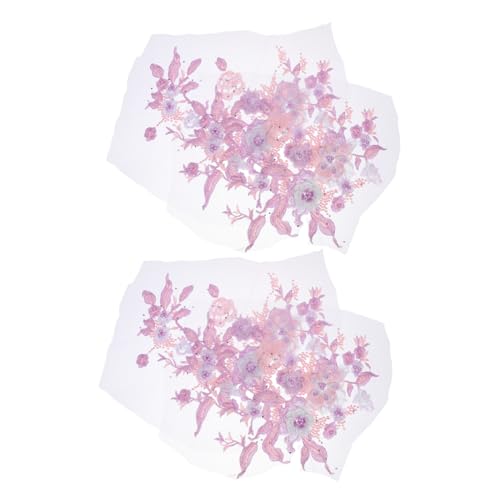 Uonlytech 2 Stück Dekorative Spitzenabziehbilder Spitzenstickerei-applikationen Stickereispitze Blumenapplikation Lavendel Polyester (heißer Schmelzenkleberprozess Auf Der Rückseite) von Uonlytech