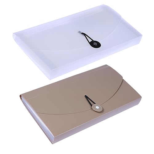 Uonlytech 2 Stück Erweiterbare Aktenmappe Multifunktionale Dokumententasche mit Etiketten Wasserfest und Langlebig für Büro und Zuhause Halbtransparent Khaki von Uonlytech