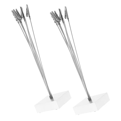 Uonlytech 2 Stück Fotoordner Karte Stand mit steht Ort Hochzeit Draht Memo -Clips Bildhalter Tischnummernhalter für Restaurants Tischnummernclips Fotoständer Metall Silver von Uonlytech