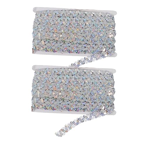 Uonlytech 2 Stück Glitzernde Paillettenborte Dekorative Spitzenborte für DIY Kleidung Bastelprojekte Hochzeiten Partys und Hautfreundliches Farblich Strahlend von Uonlytech