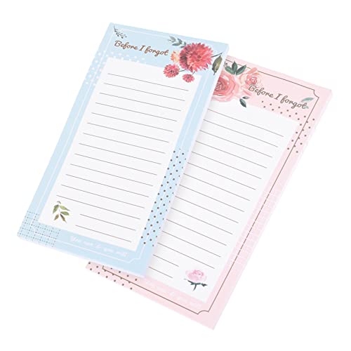 Uonlytech 2 Stück Magnetische Notizblöcke für Einkaufslisten Kleine Memo Notizbücher mit Blumenmuster für Kühlschrank für Notizen und Erinnerungen von Uonlytech