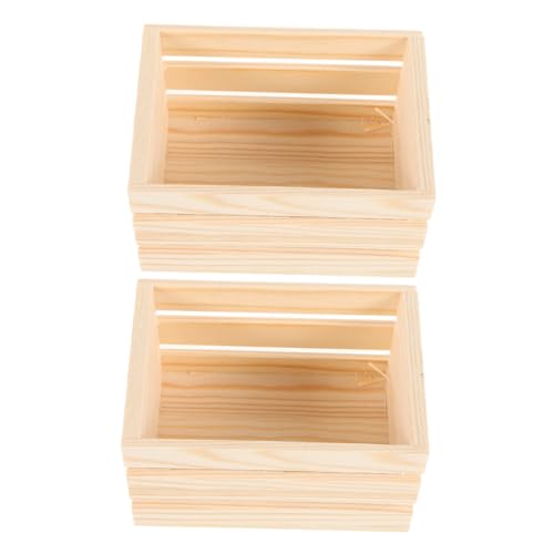 Uonlytech 2 Stück Miniatur Holz Körbchen Robuste Aufbewahrungskisten Holz für Puppenhaus Vielseitig für Lebensmittel Getränke und Deko Organisation Kompakt und Leicht für Mikro Landschaften von Uonlytech