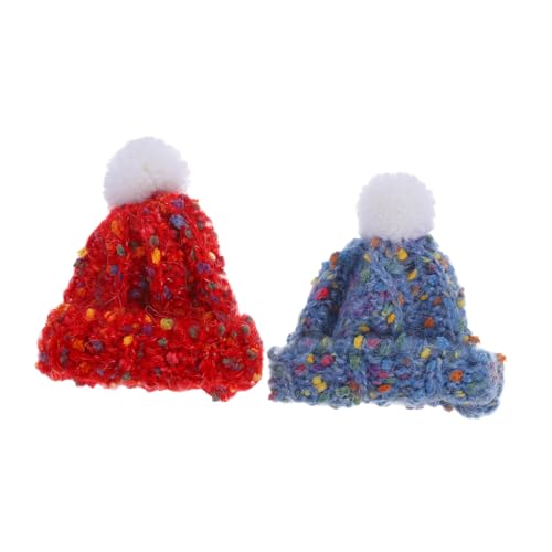 Uonlytech 2 Stück Miniature Puppenmützen Adorable Strickmützen für Diy Projekte Kuscheltiere und Puppenhäuser Blau und Rot mit Innendurchmesser Uonlytech 2 Stück Miniature Puppenmützen Adorable Strickmützen für Diy Projekte Kuscheltiere und Puppenhäuser Blau und Rot mit Innendurchmesser von Uonlytech
