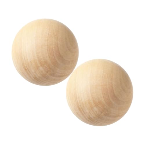 Uonlytech 2 Stück Naturbelassene Holzkugeln Unlackierte Diy Holzperlen für Bastelarbeiten Malen Gravieren Dekoration und Kunstprojekte von Uonlytech