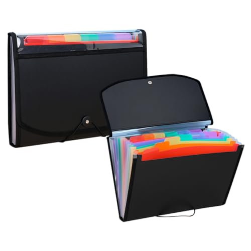 Uonlytech 2 Stück Office-Dokumentenordner Datei faltbar falten stapelbar Veranstalter klein Aktenordner für den Haushalt Organisationsordner Quittungsinhaber PVC Colorful von Uonlytech