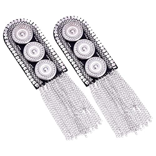 Uonlytech 2 Stück Quasten Schulterepauletten Abzeichen für Kostüm und Uniform Schulterbretter Dekorative Accessoires für Kleidung Handgefertigt Silberfarben von Uonlytech