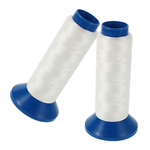 Uonlytech 2 Stück Sticknähgarn Perlenfaden Polyester-Stickmaschinengarn beige Thread Hochleistungsfaden Maschinenstickgarn Dackelförmige Garnspule Nylonfaden zum Nähen Leuchtende Faser Weiß von Uonlytech