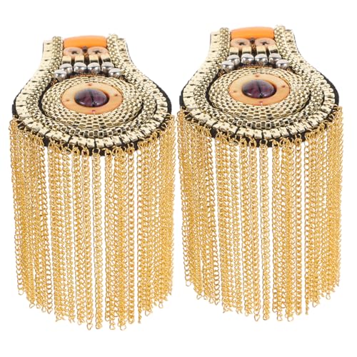 Uonlytech 2 Stück Teiliges Damen Schulterepaulettenset mit Quasten und Strasssteinen Handgefertigte Applikationen für Bühnenoutfits und Elegante Kleidung Langlebig und Stilvoll Goldfarben von Uonlytech