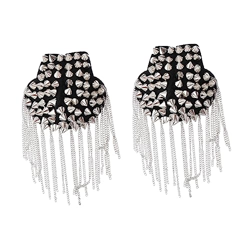 Uonlytech 2 Stück Teiliges Silbernes Epaulett mit Quasten Vintage Punk Stil Langlebige Schulterabzeichen für Kostüme und Kleidung für Damen und Herren von Uonlytech