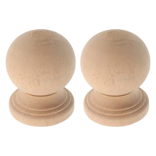 Uonlytech 2 Stück runde Holzkugel-Endstücke: Kappenbaluster, Treppenpfostengeländer – römische Säulenbaluster-Zubehör – Treppenaufsatz, Beige von Uonlytech