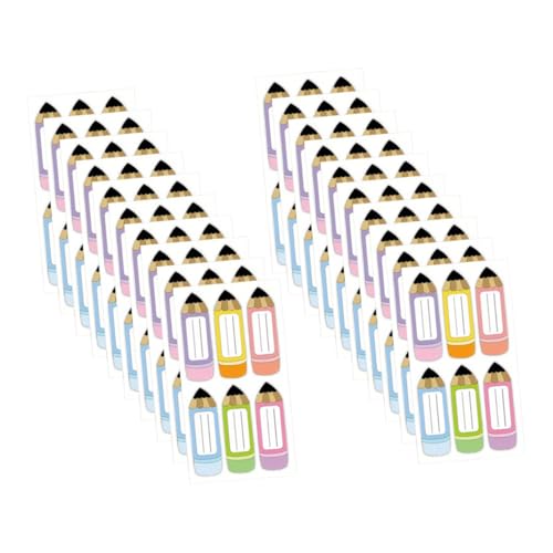 Uonlytech 20 Blatt Bunte Bleistift-form Namensetiketten Beschreibbare Selbstklebende Namensaufkleber für Schreibtisch Schrank und Schulmaterial Kreative Langlebige Schulaufkleber von Uonlytech