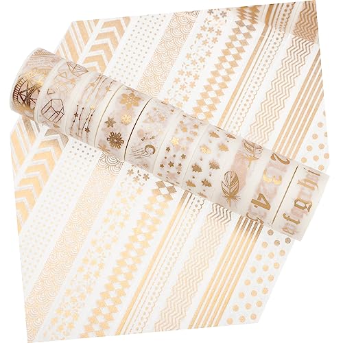 Uonlytech 20 Rollen Washi Tape Goldprägung Diy Klebebänder für Scrapbooking Notizbücher und Geschenkverpackungen Vielseitig Einsetzbar und Einfach zu Handhaben von Uonlytech