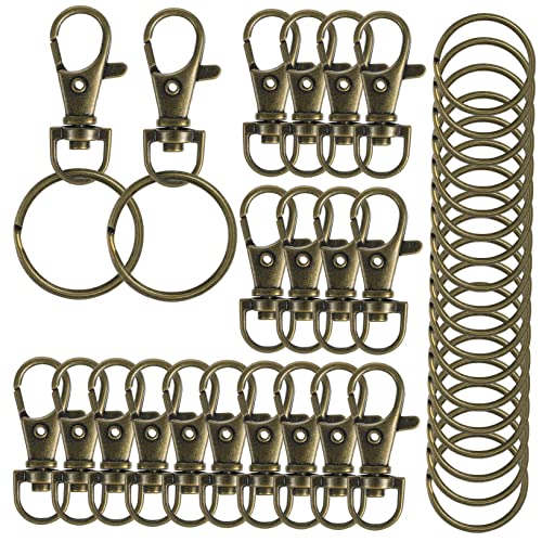 Uonlytech 20 Sätze Schlüsselringe mit Drehgelenk und Karabinerhaken Robuste Zinklegierung für Schlüsselorganisation und DIY Projekte für Schlüsselanhänger und Bastelarbeiten von Uonlytech