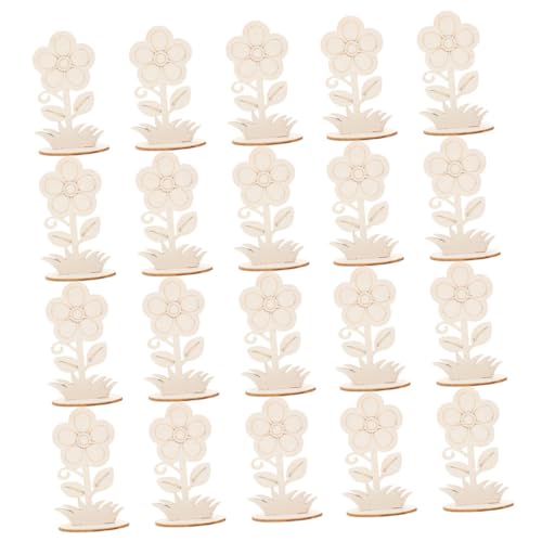 Uonlytech 20 Stck. Blumen Ornamente Grün drinnen Blumen- unvollendet Ornamente formen klein unbemalte Holzblume leere Blütenformhängeverzierungen unfertiges Holzhandwerk Holzblumenhandwerk von Uonlytech