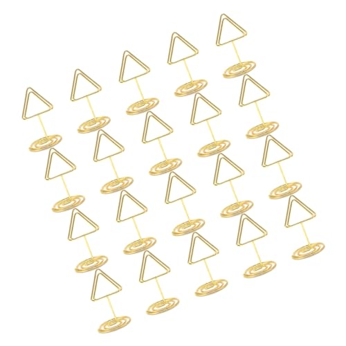 Uonlytech 20 Stück Dreieckiger Memohalter Bild Steht Für Tisch Fotoständer Für Die Tischanzeige Platzkarten Urlaubskarteninhaber Visitenkartenständer Hochzeitstischnummern Golden Eisen von Uonlytech