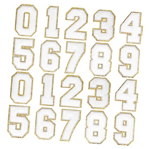 Uonlytech 20 Stück Gestickter Stoffaufnäher Hallo Buchstaben für Kleidung aufnähen Aufnäher für Jacken Patches reparieren Zahlenapplikation zum Aufbügeln Handtuchstickerei von Uonlytech