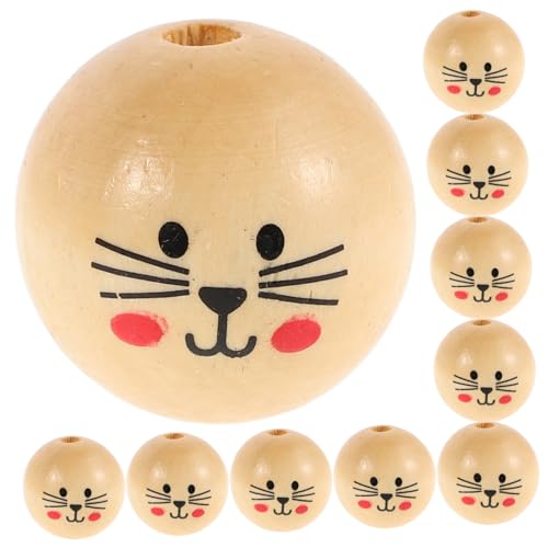 Uonlytech 20 Stück Holzperlen Runde DIY Bastelperlen mit Süßem Design für Schmuckherstellung und Dekoration für Katzen Themen und Bastelprojekte von Uonlytech