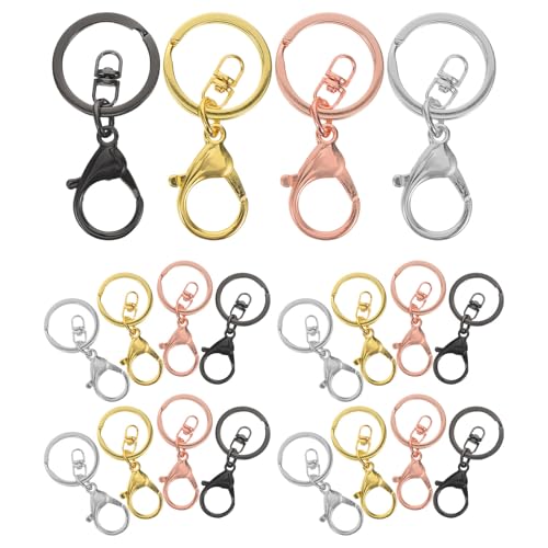 Uonlytech 20 Stück Karabinerverschlüsse, Haken mit flachen, geteilten Schlüsselanhängerringen mit drehbarem Auslöseclip, kleiner Karabinerverschluss für die Herstellung von DIY-Schmuck von Uonlytech