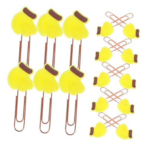 Uonlytech 20 Stück Obst-Lesezeichen Büroklammern süß kleine Büroklammern Mini-Büroklammer lustige Papierclips Markierungsclips aus Metall Papierklemmen weiches Gummi Yellow von Uonlytech