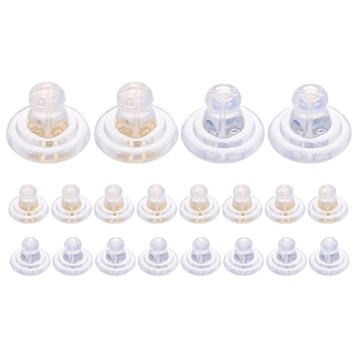 Uonlytech 20 Stück Silikon-Ohrringverschlüsse, Ersatz-Ohrringverschlüsse, transparent, weiches Silikon, Ohrstecker-Stopper, Schmuckherstellungsset für Frauen und Mädchen von Uonlytech