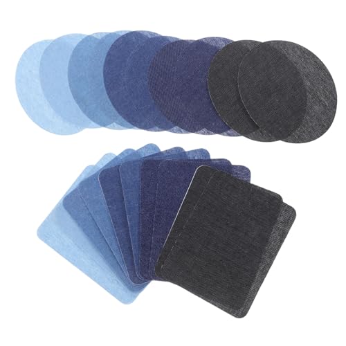Uonlytech 20 Stück Teiliges Aufbügelbare Denim-patches mit Selbstklebendem Rückseitenstoff Ovale Ellbogen Knieflicken aus Besticktem Strapazierfähigem Denim für Kleidung Einfach Zuschneidbar von Uonlytech