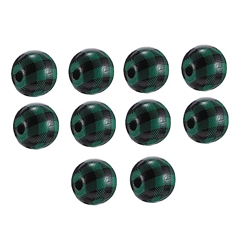 Uonlytech 20 Stück Teiliges Karierte Holzperlen Grün Schwarz Runde DIY Schmuck Spacer Perlen für Halsketten Armbänder Weihnachten Bastelbedarf von Uonlytech