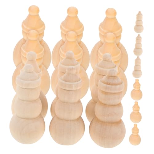 Uonlytech 20 Stück Teiliges Unbemalter Holz Schneemänner Langlebige DIY Weihnachtsdekoration Blanke Holzfiguren zum Bemalen Familienbastelset für Festliche Kunstprojekte von Uonlytech