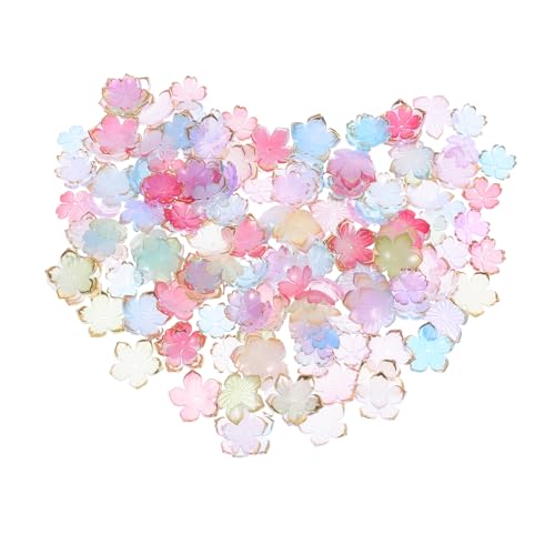 Uonlytech 200 Stück Acryl Blüten Perlen Farbverlauf Floral Spacer Beads mit Goldrand Diy Schmuck Zubehör für Halsketten Armbänder Ohrringe und Haaraccessoires Vielseitige Endkappen für von Uonlytech