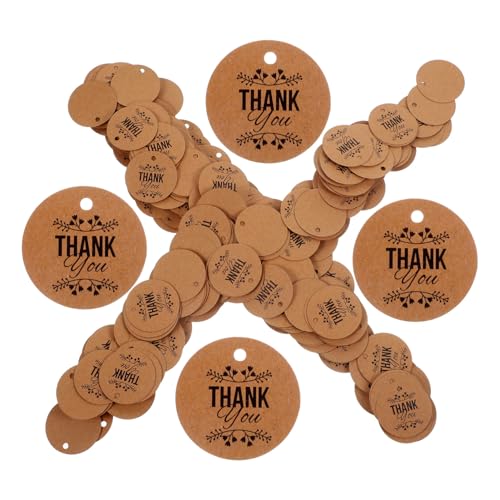 Uonlytech 200 Stück Basteln Sie Geschenkanhänger Etiketten runde Aufkleber runde Dankeschön-Tags Kreis leer preisschild geschenkkarte Anhänger aus Kraftpapier danke Geschenkanhänger Hanfseil von Uonlytech