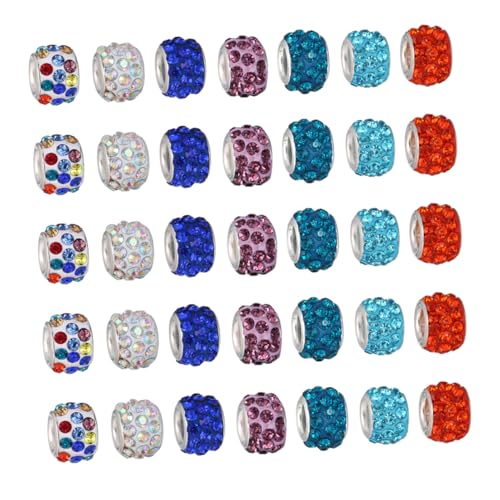 Uonlytech 200 Stück Diamant Perlenarmband Zubehör Abstandsperlen Armbandherstellungszubehör Lose Perlen DIY Perlen Charms Schmuckherstellungs Charms DIY Bastelbedarf Bastelperlen von Uonlytech