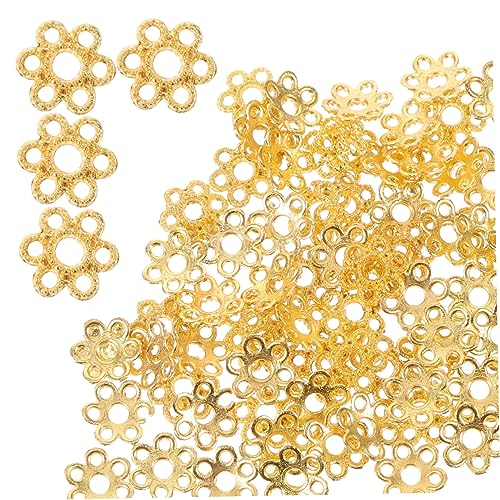 Uonlytech 200 Stück Goldfarbene Perlenkappen aus Legiertem Material Blumenform Leicht und Langlebig für DIY Armband Herstellung Schmuckzubehör Große Menge für Basteln Uonlytech 200 Stück Goldfarbene Perlenkappen aus Legiertem Material Blumenform Leicht und Langlebig für DIY Armband Herstellung Schmuckzubehör Große Menge für Basteln von Uonlytech