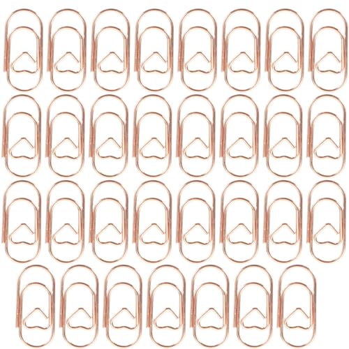 Uonlytech 200 Stück Herzförmige Büroklammern Mini Paper Clips Roségold für Büro Schule und DIY Organisieren von Notizen Fotos und Dokumenten von Uonlytech