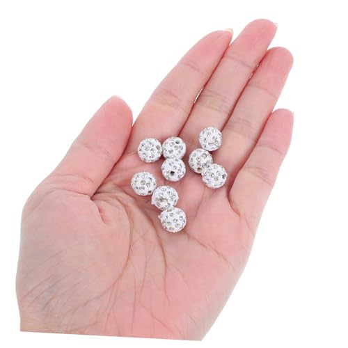 Uonlytech 200 Stück Weiße Strassperlen für Schmuckherstellung Glänzende Runde Disco Kugel Clay Beads Funkelnde Bastelperlen für Armbänder und Halsketten Vielseitig Kombinierbar für Diy von Uonlytech
