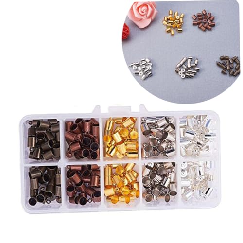 Uonlytech 200Stücke Kupfer Schnallen Endkappen für DIY Schmuckzubehör Gemischte Farben für Armbänder Lederbänder und Kordeln Eingeklebte Kordelspitzen zur Einfachen Uonlytech 200Stücke Kupfer Schnallen Endkappen für DIY Schmuckzubehör Gemischte Farben für Armbänder Lederbänder und Kordeln Eingeklebte Kordelspitzen zur Einfachen von Uonlytech