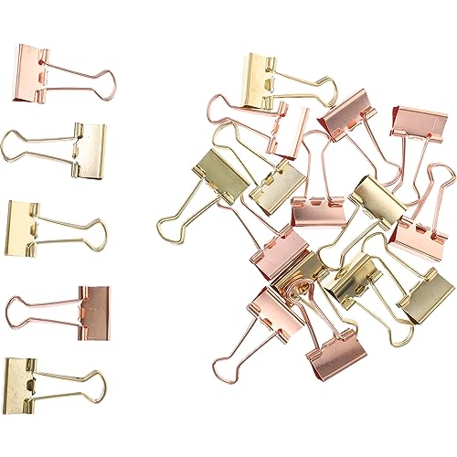 Uonlytech 20Stücke Dekorative Binderclips Büroklammern für Papierorganisation Roségold für Schule Büro und Zuhause Praktische Klemmen für Dokumente und Notizen von Uonlytech