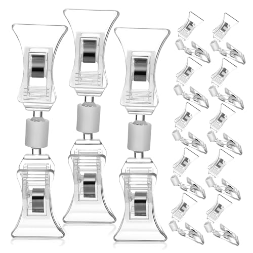 Uonlytech 20Stücke Transparente Doppelseitige Clips für Preisschilder Etiketten und Warenpräsentation für Einzelhandel und mit Material für Optimale Sichtbarkeit von Uonlytech