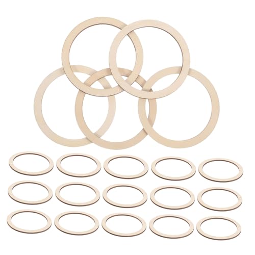 Uonlytech 20Stücke Unvollendete Holzringe Runde Kreise Für DIY Handwerk Vielseitige Holzdekoration Schmuckherstellung Und Heimprojekte von Uonlytech