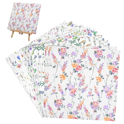 Uonlytech 24 Blatt Taschenmaterial Papier Herstellung Sammelalbum Pastell Schrottbuch Kunsthandwerk Scrapbook-Papierblock ästhetisches Scrapbook-Papier Blumeneinklebebuchpapier Kartenpapier von Uonlytech