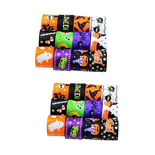 Uonlytech 24 Stck Teiliges Halloween Band Set Bedrucktes Dekoband für DIY Bastelarbeiten und Partydekoration Langlebiges Geschenkband Mischfarben für Halloween Feiern und von Uonlytech