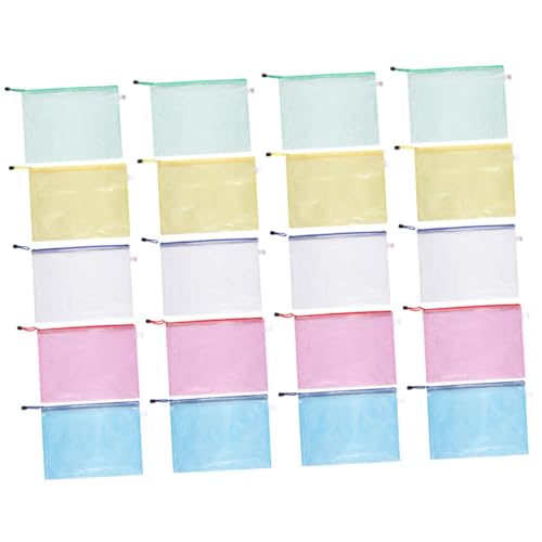 Uonlytech 24 Stück Aktenhalter Filet Aktentaschen mit Reißverschluss dokumentieren Reißverschlusstasche zum Organisieren Beutel reisen Mappe mit Reißverschluss Aktentasche für Studenten PVC von Uonlytech