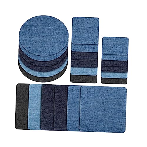 Uonlytech 24 Stück Bügelflicken für Jeans Diy Baumwollflicken zur Reparatur von Kleidung Dekorative Denim Patches in Verschiedenen und Farben für Designs und Patcharbeiten von Uonlytech