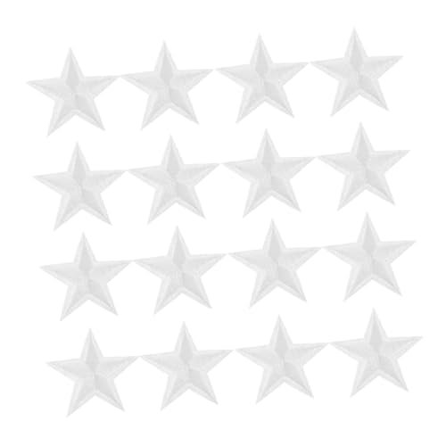 Uonlytech 24 Stück Pentagramm-patch Kleidung T-shirt Sternflicken Aufbügeln Gestickte Flicken Zum Aufbügeln Sterne-stickerei Gestickte Aufnäher Für Bekleidungsstücke Polyester Weiß von Uonlytech