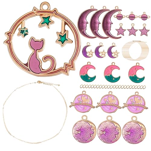 Uonlytech 24 Stück Teiliges Anhänger mit Ketten für Frauen Diy Clavikular Ketten mit Mond Anhänger für und Besondere Anlässe von Uonlytech