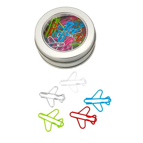Uonlytech 24 Stück Teiliges Set Flugzeug Form Papierklammern Dekorative Metallklammern für Bürobedarf Bunte Büroklammern für Notizen Memos Fotos und Dateien für Schule und Büro von Uonlytech