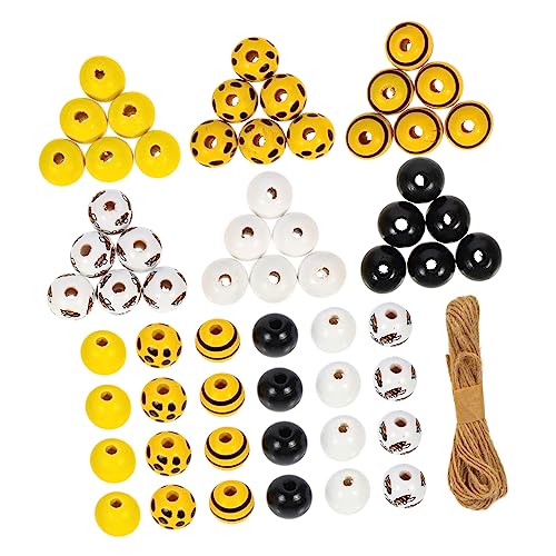 Uonlytech 240 Stück Holzperlen Bienenmuster DIY Bastelbedarf Runde Abstandperlen für Schmuckherstellung und Heimdekoration für Girlanden und Partys von Uonlytech