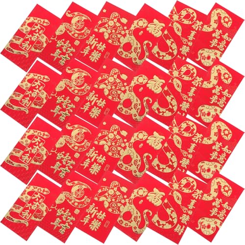 Uonlytech 24Stücke Chinesische Neujahrs Rote Umschläge mit Cartoon Schlange Traditionelle Glücksumschläge für Hochzeiten und Neujahrsfeiern für und Dekorationen von Uonlytech