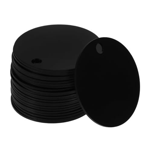 Uonlytech 25 Stück Runder Etikettenanhänger Hundehalsband Anhänger gravierte Haustiermarken für Hunde Hundemarken leer Haustiere Haustier-ID-Tag Schlüsselanhängerrohlinge aus Aluminium Black von Uonlytech