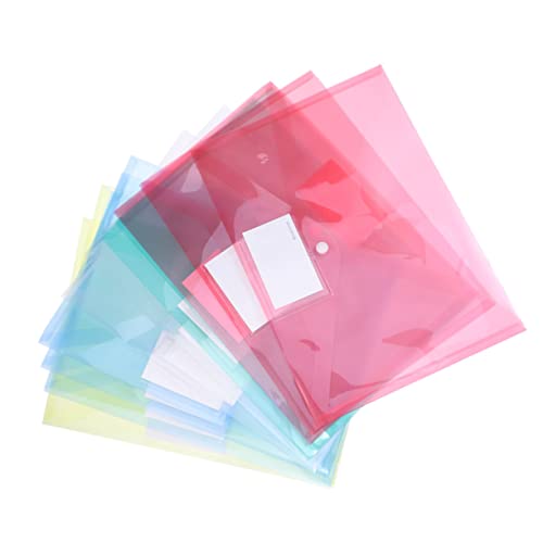 Uonlytech 25 Stück Transparente Dokumentenordner mit Druckknopfverschluss Bunte Dokumententaschen für Büro Schule und Zuhause Rot Gelb Grün Leicht Reißfest und Wasserfest von Uonlytech